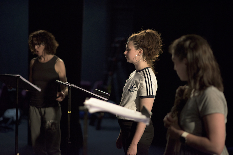 Ob Gob performance at the Peacock Theatre, Dublin, with Ruth Lehane, Áine Ní Laoghaire and Cara Christie.